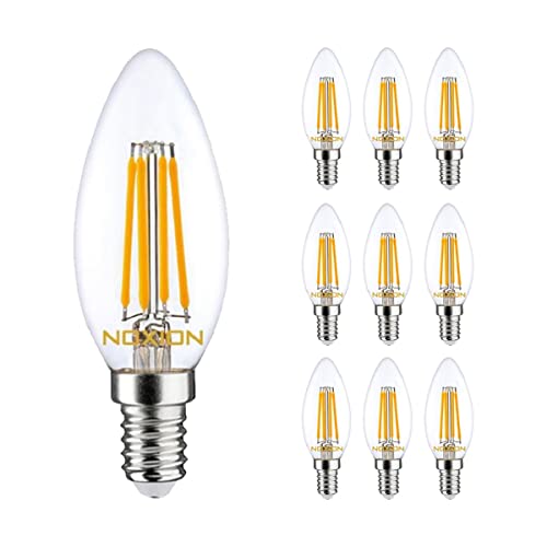 Noxion Mehrfachpackung 10x Lucent LED E14 Kerze Fadenlampe Klar 4.5W 470lm - 827 Extra Warmweiß | Dimmbar - Ersatz für 40W von Noxion