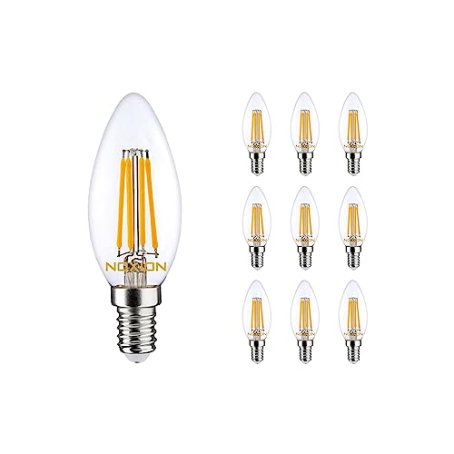 Noxion Mehrfachpackung 10x Lucent LED E14 Kerze Fadenlampe Klar 4.5W 470lm - 827 Extra Warmweiß | Ersatz für 40W von Noxion