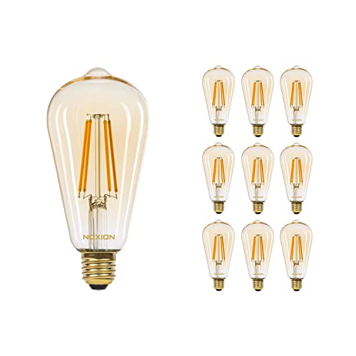 Noxion Mehrfachpackung 10x Lucent LED E27 Edison Fadenlampe Messing 7.2W 630lm - 822 Extra Warmweiß | Dimmbar - Ersatz für 50W von Noxion