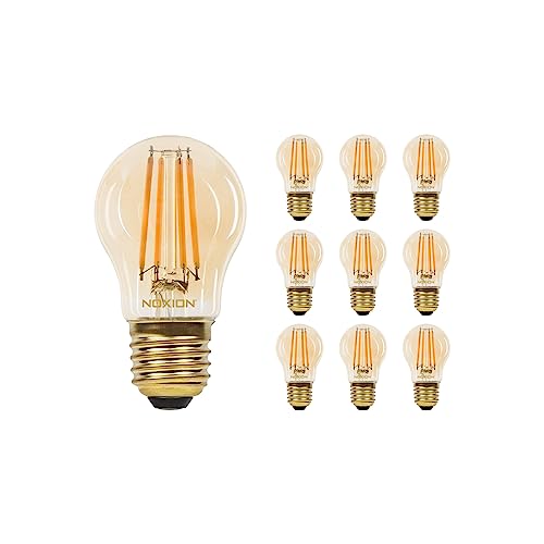 Noxion Mehrfachpackung 10x Lucent LED E27 Kugel Fadenlampe Messing 4.1W 350lm - 822 Extra Warmweiß | Dimmbar - Ersatz für 32W von Noxion