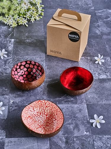 Noya Set mit 3 Kokosschalen, verschiedene Farben, D14 cm Noya Set mit 3 Kokosschalen, verschiedene Farben, D14 cm von Noya