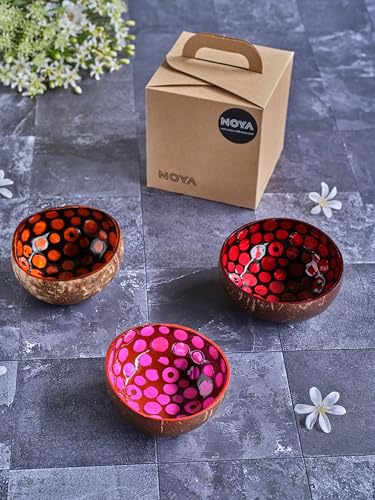 Noya Set mit 3 Kokosschalen, verschiedene Farben, D14 cm Noya Set mit 3 Kokosschalen, verschiedene Farben, D14 cm von Noya