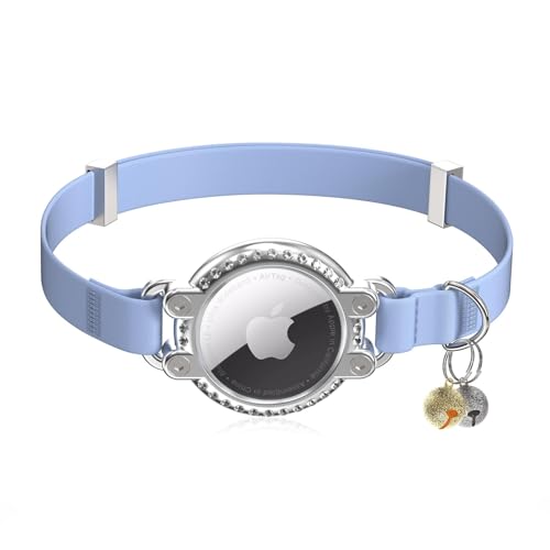 Katzenhalsband Airtag | Safty Elastische Kätzchen Halsband mit Apple Air Tag Halter | Funkelnden Strass-Design | Katzen Halsband für kleine Große Katzen, Kätzchen von NozlaID