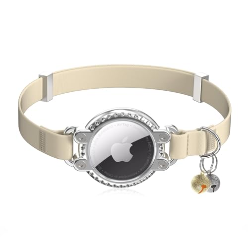 Katzenhalsband Airtag | Safty Elastische Kätzchen Halsband mit Apple Air Tag Halter | Funkelnden Strass-Design | Katzen Halsband für kleine Große Katzen, Kätzchen von NozlaID