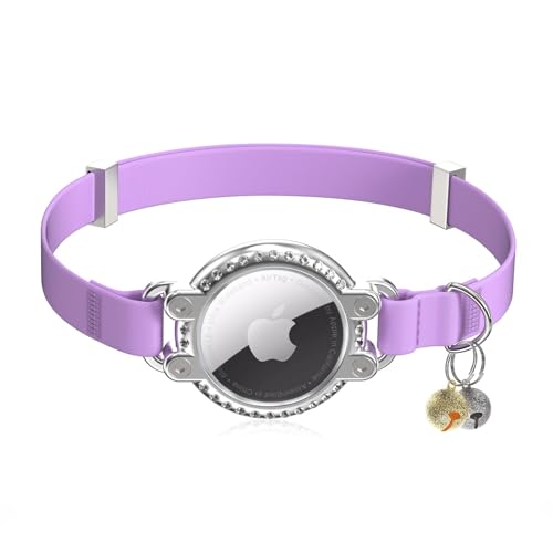 Katzenhalsband Airtag | Safty Elastische Kätzchen Halsband mit Apple Air Tag Halter | Funkelnden Strass-Design | Katzen Halsband für kleine Große Katzen, Kätzchen von NozlaID