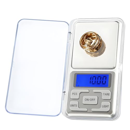 Digitale Taschenwaage, Präzisionswaage, 500 x 0,01 g, Batterien enthalten, genaue tragbare Schmuck-Lebensmittelwaage mit hintergrundbeleuchtetem LCD-Display von Nozzy