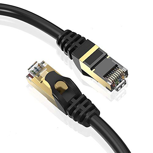 Nrqshte Cat 8 Netzwerkkabel-1m x 2 Stück LAN Kabel-40Gbps 2000Mhz/s RJ45-Gigabit Internet LAN-Cat 8 geeignet für Highspeed Netzwerke, Switch, Router, Modem- schwarz von Nrqshte