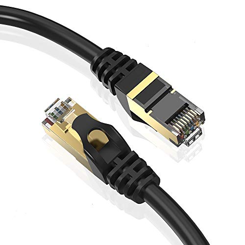 Nrqshte Cat 8 Netzwerkkabel-3m x 2 Stück LAN Kabel-40Gbps 2000Mhz/s RJ45-Gigabit Internet LAN-Cat 8 geeignet für Highspeed Netzwerke, Switch, Router, Modem- schwarz von Nrqshte