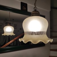 Mid Century Glas Kronleuchter, Große Schwere Deckenleuchte, Vintage Murano Pendelleuchte, Design Lampe von NsVintageByVesna