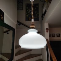 Mid Century Opalglas Pendelleuchte - 70Er Jahre Space Age Deckenlampe von NsVintageByVesna