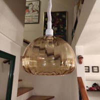 Mid Century Pendelleuchte, Mcm, Honigglasleuchte, Space Age Light, Designlampe, 1980Er Jahre, Made in Jugoslawien von NsVintageByVesna