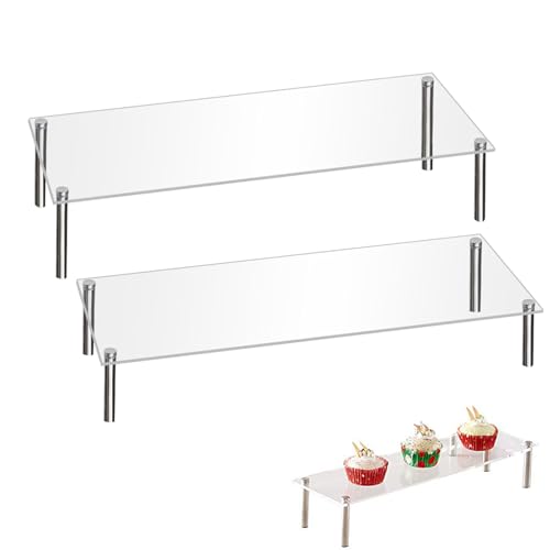 Nsiwem Acryl Display Riser Ständer 2 Stück Schminktisch Organizer Cupcake Ständer Transparenter mit Metall Riser in 2 Verschiedene Höhen 45mm/95mm für Cupcake Food Desserts Halter von Nsiwem