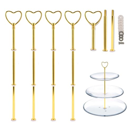 Nsiwem Etageren stangen Set Gestänge für Etagere Etageren stangen Etagere bausatz Etagere bausatz Stange Etagere metallstangen Hochzeitstorte Tortenstaender 5 Pack,Herz,Golden von Nsiwem