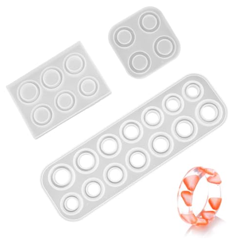Nsiwem Ring Silikonform Epoxidharz 3 Stück Silikon Ringform Epoxidharz Formen DIY Ring Silikonform Ring Resin Form DIY Ringe Epoxidharz Silikon Formen Epoxy Ring Form für Basteln Dekorationen von Nsiwem