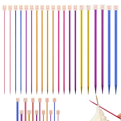 Nsiwem Stricknadeln 10 Paare Bunt Aluminiumoxid Stricknadeln Metall Lange Stricknadel Set Jackenstricknadeln 35cm Länge Größe von 2.0mm 2.5mm 3.0mm 3.5mm 4.0mm 4.5mm 5.0mm 6.0mm 7.0mm 8.0mm von Nsiwem