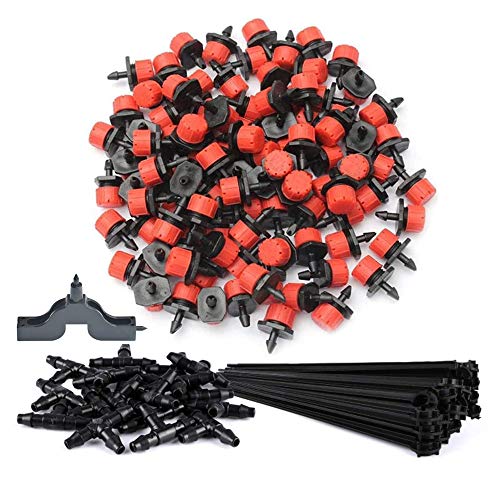 Nsiwem Tröpfchen Bewässerung Kit Bewässerung Tropfer Sprinkler Einstellbare T-Steckverbinder Gartenschlauch-Erdanker DIY Automatische Tropf Bewässerung 150 Stück mit Loch Puncher von Nsiwem