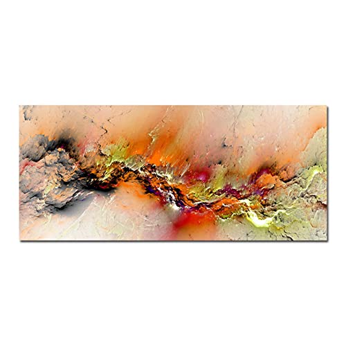 Abstraktes Gelb Orange Klumpenfarbe Fantasie Wolken Wandbild Leinwand Gemälde für Wohnzimmer Kunst Leinwand Poster und Druck (60 x 120 cm) 24 × 47 Zoll Rahmenlos von Nsodinevus