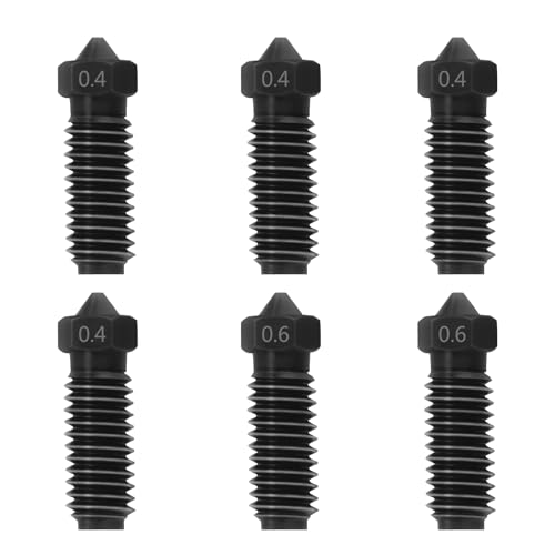Nssnlur 6Pcs Kobra 3 Hardened Steel Nozzles, 4Pcs 0.4mm 2Pcs 0.6mm Gehärtetem Stahl Düse Kobra 3 Extruder Hotend Nozzle für Anycubic Kobra 3/Kobra 3 Combo/Kobra 3 V2/Kobra S1 3D Drucker von Nssnlur