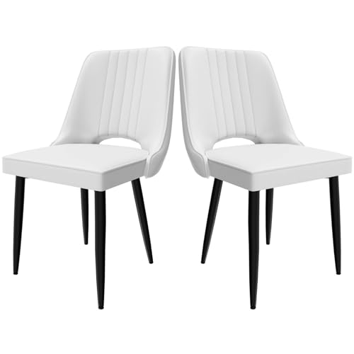 Ntiibcuy Esszimmerstühle, Stühle Esszimmer Kunstleder mit Hoher Rückenlehne, Küchenstühle Modern, Max. Tragfähigkeit 180KG, Gepolsterter Esstisch Stühle Geeignet (2, Weiß-1, überdimensioniert) von Ntiibcuy