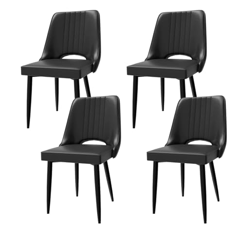 Ntiibcuy Esszimmerstühle, Stühle Esszimmer Kunstleder mit Hoher Rückenlehne, Küchenstühle Modern, Max. Tragfähigkeit 180KG, Gepolsterter Esstisch Stühle Geeignet (4, Schwarz-1, überdimensioniert) von Ntiibcuy