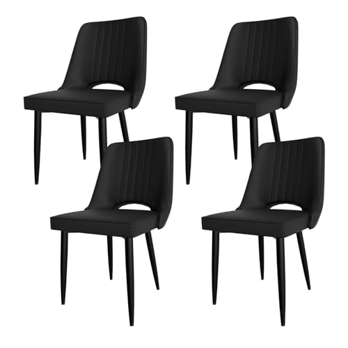 Ntiibcuy Esszimmerstühle, Stühle Esszimmer Kunstleder mit Hoher Rückenlehne, Küchenstühle Modern, Max. Tragfähigkeit 180KG, Gepolsterter Esstisch Stühle Geeignet (4, Schwarz-2, überdimensioniert) von Ntiibcuy