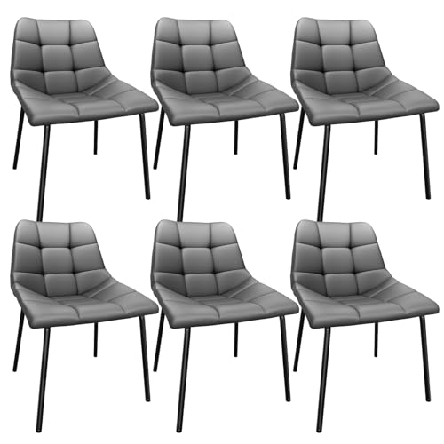 Ntiibcuy Esszimmerstühle, Stühle Esszimmer mit Rückenlehne, Küchenstühle Modern, Max. Tragfähigkeit 180KG, PU Kunstleder Polsterstuhl für Esszimmer, Küche (6, Grau, überdimensioniert) von Ntiibcuy