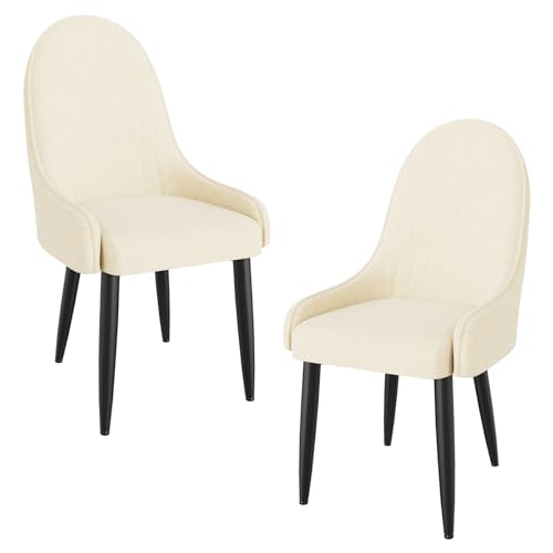 Ntiibcuy Esszimmerstühle 6er Set, Moderne Gepolsterte Küchenstühle aus Stoff, Esstisch Stühle mit Hoher Rückenlehne und Metallbeinen (2, Weiß, überdimensioniert) von Ntiibcuy