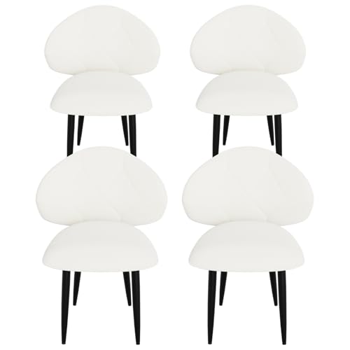 Ntiibcuy Gepolsterte Esszimmerstühle 2er Set, Moderne Stühle Esszimmer Bequeme Verbreiterte Rückenlehne Küchenstühle mit Metallfüßen (4, Beige, überdimensioniert) von Ntiibcuy