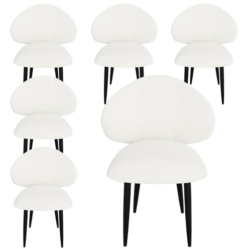 Ntiibcuy Gepolsterte Esszimmerstühle 2er Set, Moderne Stühle Esszimmer Bequeme Verbreiterte Rückenlehne Küchenstühle mit Metallfüßen (6, Beige, überdimensioniert) von Ntiibcuy