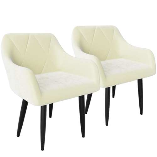 Ntiibcuy Samt Esszimmerstühle 6er Set, Gepolstert High-End Tufted Esstisch Stühle mit Armlehne Metallbeine, Modern Style Küchenstühle (2, Beige, überdimensioniert) von Ntiibcuy