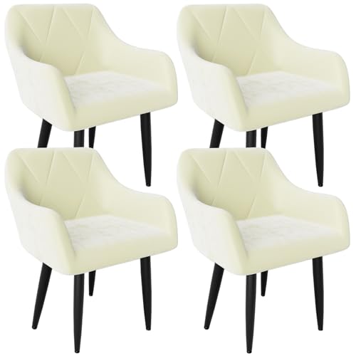 Ntiibcuy Samt Esszimmerstühle 6er Set, Gepolstert High-End Tufted Esstisch Stühle mit Armlehne Metallbeine, Modern Style Küchenstühle (4, Beige, überdimensioniert) von Ntiibcuy