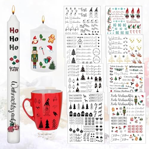 Ntwdby Kerzentatoo Weihnachten, 8 Stück Kerzenfolie Weihnachten, Weihnachtens Kerzen Sticker, Kerzens Wasserschiebefolie Tattoo Folie, DIY Kerzensticker für Stabkerzen Kleine Kerzen Tasse Keramik Ntwdby Kerzentatoo Weihnachten, 8 Stück Kerzenfolie Weihnachten, Weihnachtens Kerzen Sticker, Kerzens Wasserschiebefolie Tattoo Folie, DIY Kerzensticker für Stabkerzen Kleine Kerzen Tasse Keramik von Ntwdby