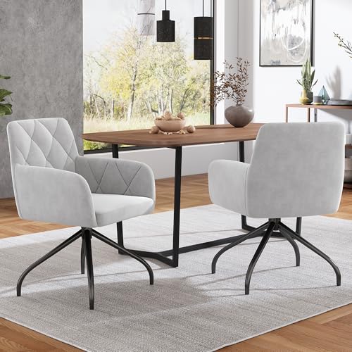 Ntxplora 2er Set 360° Drehbarer Esszimmerstühle mit Rautenmuster,Gepolsterter Sessel mit 4 Metallbeinen,Moderner Lounge-Stuhl,Wohnzimmerstuhl für Shlafzimmer,Arbeitzimmer,Lendenwirbelstütze,Samt,Grau Ntxplora 2er Set 360° Drehbarer Esszimmerstühle mit Rautenmuster,Gepolsterter Sessel mit 4 Metallbeinen,Moderner Lounge-Stuhl,Wohnzimmerstuhl für Shlafzimmer,Arbeitzimmer,Lendenwirbelstütze,Samt,Grau von Ntxplora