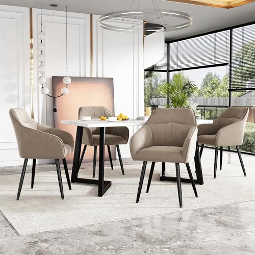 Ntxplora Essgruppe,(Set,117×68×75cm Esstisch mit 4 Stühlen), Moderner Küchentisch Set, Polsterstuhl Design Stuhl mit Rückenlehne,MDF Tischplatte in Weißer,Schwarz Tischbeine von Ntxplora