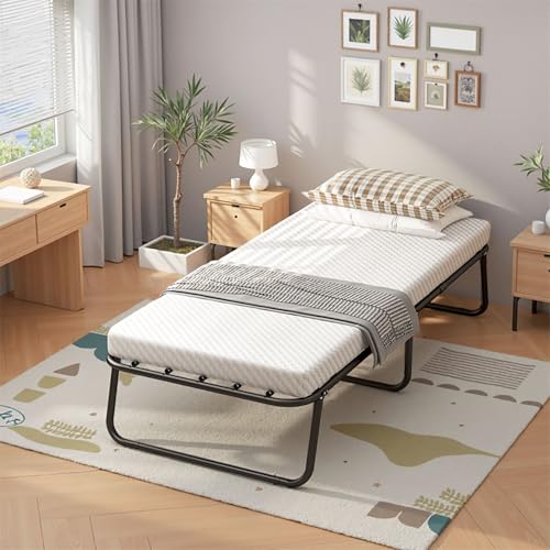 Ntxplora Klappbares Bettgestell 80×190cm Metallbett mit Stauraum Werkzeuglose Montage Schwarz Faltbares Gästebett Platzsparendes Tagesbett von Ntxplora