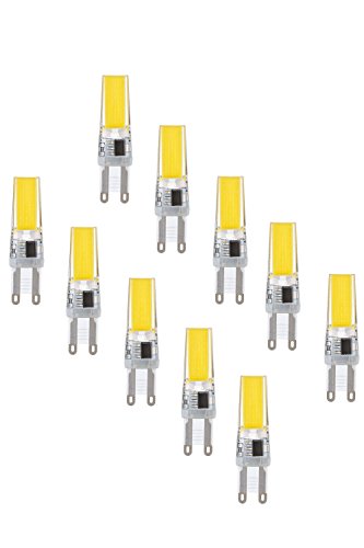 NuLoXx 10er Pack LED COB Stiftsockellampe 3W/840 4000K G9 neutralweiß 330 lm, 360 ° Abstrahlwinkel, AC 220-240V von NuLoXx