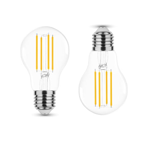 NuLoXx 2er Pack LED Filament A60 Bulb 12W/840 E27, 4000K neutralweiß klar, 1521 Lumen, ersetzt 100W, 360° Abstrahlwinkel, AC 220-240V, 35.000 Stunden, LED-Birne, LED Glühbirne von NuLoXx