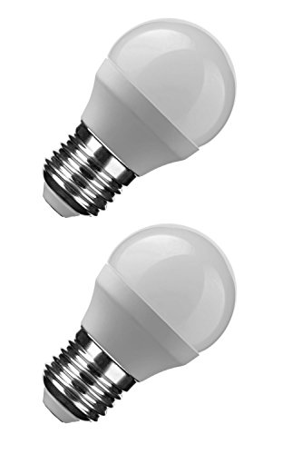 NuLoXx 2er Pack LED Globe Mini G45 E27 6W/860 6000K kaltweiß (Tageslicht) 550LM AC 220…240V, 180° Abstrahlwinkel von NuLoXx