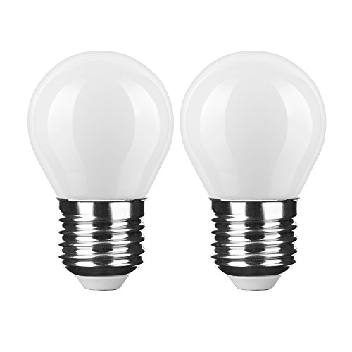 NuLoXx 2er Pack LED Globe Mini G45 matt/frosted/milky E27 4W/827 2700K warmweiß, 400 LM, AC 220-240, 360° Abstrahlwinkel von NuLoXx