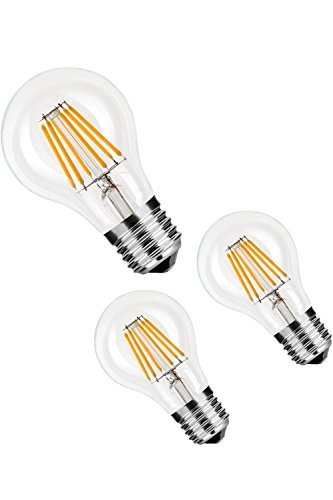 NuLoXx 3er Pack A60 LED Filament Bulb 8W/827 E27 2700K echtes Warmweiß 1050LM, 360° Abstrahlwinkel, AC 220-240V von NuLoXx