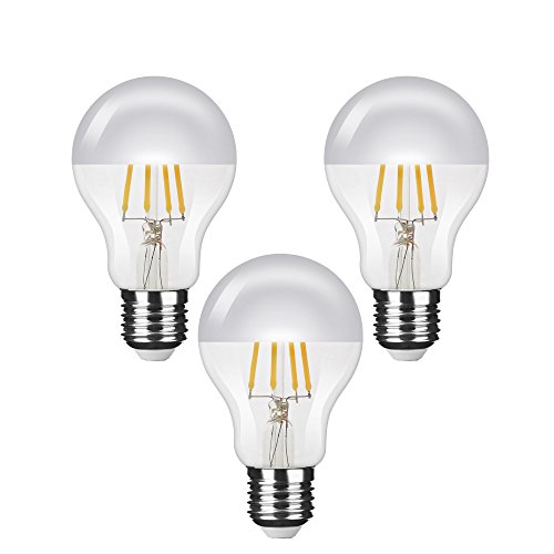 NuLoXx 3er Pack LED Filament Kopfspiegellampe A60 SILBER E27 4W/827 2700K warmweiß nicht dimmbar, 400 LM, AC 220-240, 320° Abstrahlwinkel von NuLoXx