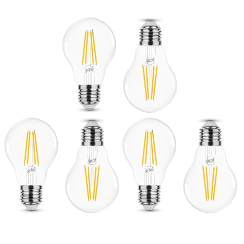 NuLoXx 6er Pack LED Filament A60 Bulb 4W/840 E27, 4000K neutralweiß, 470 Lumen, ersetzt 40W, 360° Abstrahlwinkel, AC 220-240V, 35.000 Stunden, LED-Birne, LED Glühbirne von NuLoXx
