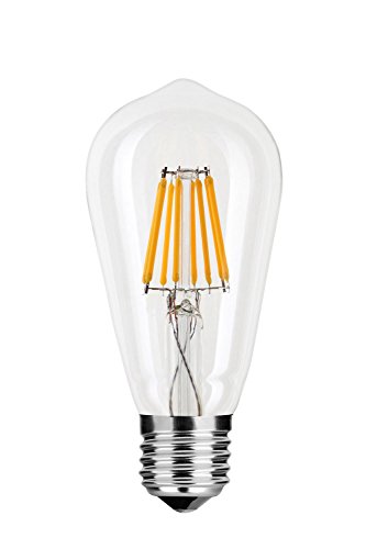 NuLoXx LED Filament EDISON-Vintage-Design ST64 8W/827 2.700 Kelvin E27, echtes Warmweiß, 750lm, AC 220-240V, 360˚ Abstrahlwinkel von NuLoXx