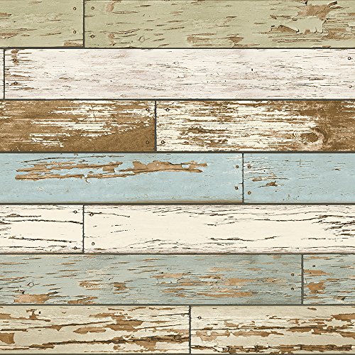 NuWallpaper Old Salem Vintage Wood Peel & Stick Wallpaper Abziehen und Aufkleben, Vinyl, blau von 壁紙屋本舗