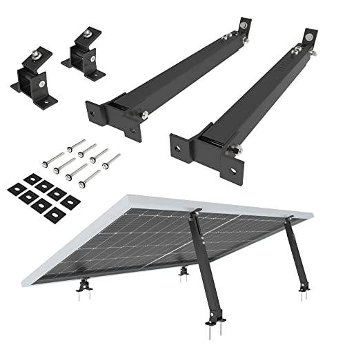 NuaSol Aufständerung Solarmodul Halterung Balkonkraftwerk Flachdach | Verstellbar 15°-30° | 2 Solarpanels Photovoltaik Universal Wand Flachdachmontage, PV Module | Einfache Befestigung | Schwarz von NuaSol