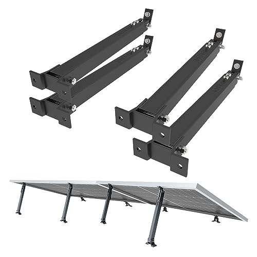 NuaSol Montageset für Balkonkraftwerk | 4 Stück Solarmodul Halterung | Aufständerung 15°-30° | individuell verstellbar | Inkl. Schrauben- & Muttern- Set |Alu Solarpanel Halterung Flachdach | Schwarz von NuaSol