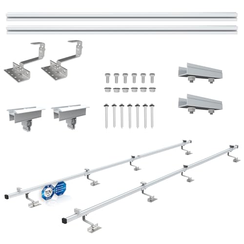 NuaSol Photovoltaik Ziegeldach Montageset | Befestigung Solarmodul Halterung mit Dachhaken | Solarpanel Halterung mit Endklemme & Mittelklemme 35 mm von NuaSol