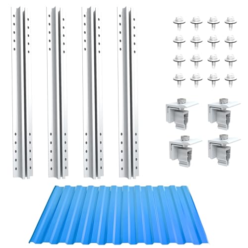 NuaSol PhotovoltaikTrapezblechdach Montageset | Befestigung, Halterung für 1 Modul | T-Profil 40cm | Solarpanel Halterung mit Endklemme & Schrauben für 30 &35 mm Solarmodule geeignet von NuaSol