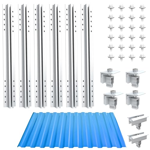 NuaSol PhotovoltaikTrapezblechdach Montageset | Befestigung, Halterung für 2 Module | T-Profil 40cm | Solarpanel Halterung mit Endklemme & Mittelklemme & Schrauben für 30 &35 mm Solarmodule geeignet NuaSol PhotovoltaikTrapezblechdach Montageset | Befestigung, Halterung für 2 Module | T-Profil 40cm | Solarpanel Halterung mit Endklemme & Mittelklemme & Schrauben für 30 &35 mm Solarmodule geeignet von NuaSol