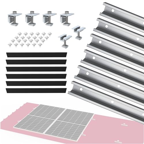 NuaSol PhotovoltaikTrapezblechdach Montageset | Befestigung, Halterung für 2 Module | U-Profil 20cm | Solarpanel Halterung mit Endklemme & Mittelklemme & Schrauben für 30 &35 mm Solarmodule geeignet von NuaSol